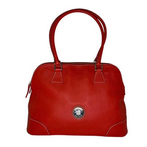 Dooney & Bourke Handbags - Dooney & Bourke Red  Dome Leather Carry All Satchel Vintage Large bag